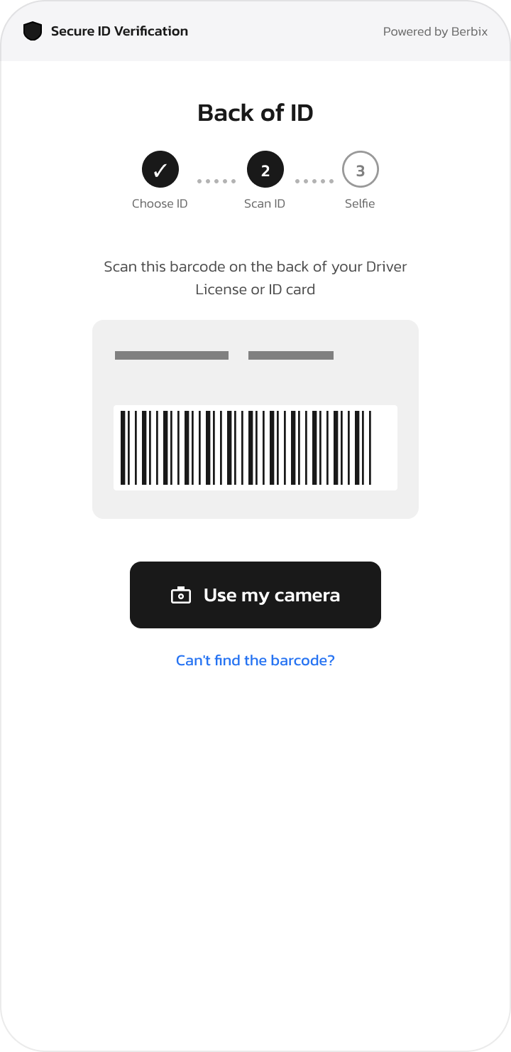 Berbix back of ID instructions